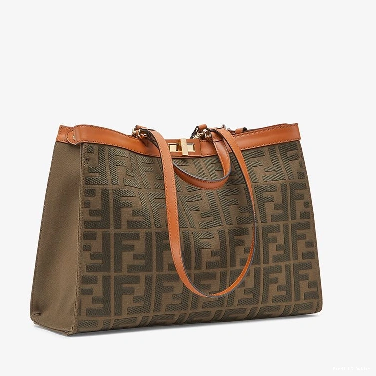 Vintage HOT Canvas Fendi X-Tote Peekaboo FF Medium In Motif Coffee 0727